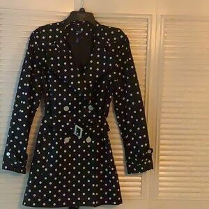 Chaps Black and White Polka Dot Raincoat